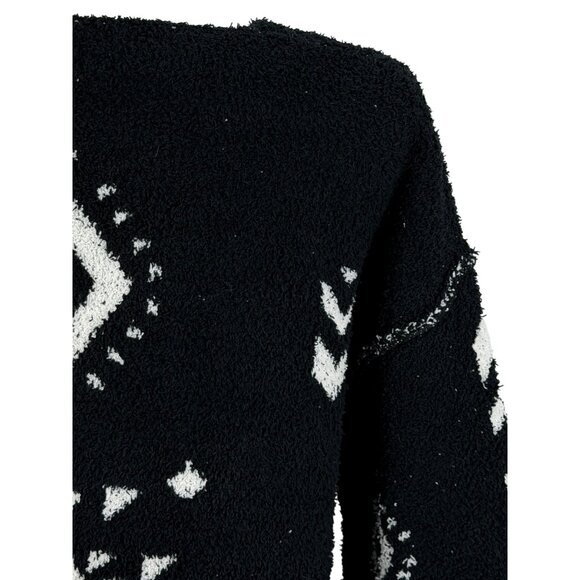 NWT Black White Slouchy Aztec Sweater | Boho Coastal Cowgirl Whimsigoth Tribal S - Picture 9 of 16